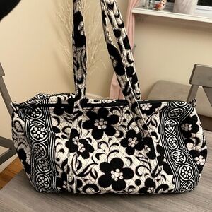 Vera Bradley Night and Day Black and White Large Duffle Bag